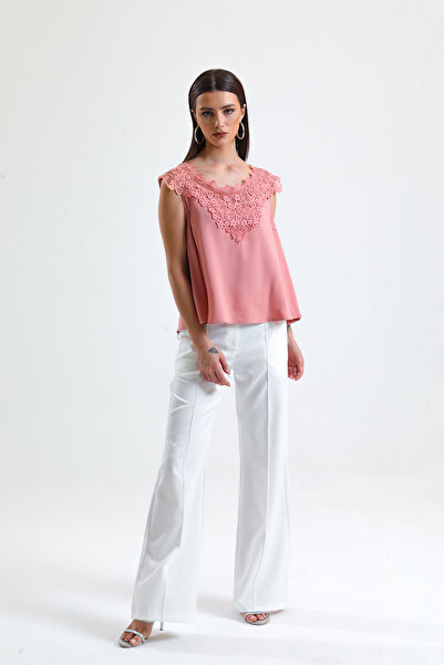 Sense Δαντελένια Μπλούζα Πούδρα