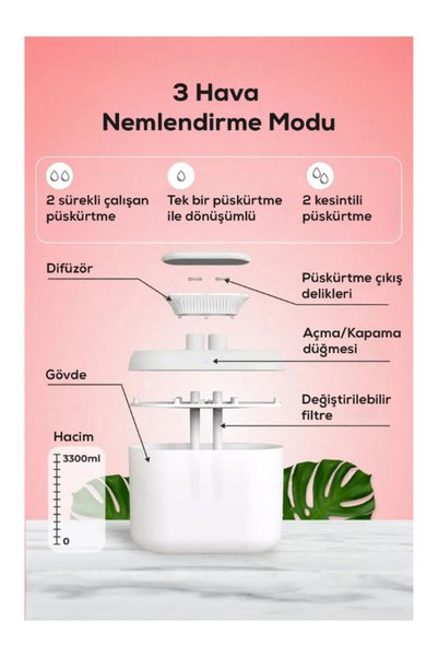 Golden Tech Quiet and Effective 3.3L Capacity Air Humidifier and Steam Diffuser with Led Lighting