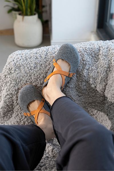 Uniqueqoop Παντόφλες από φυσικό μαλλί Viennese Cork Sole
