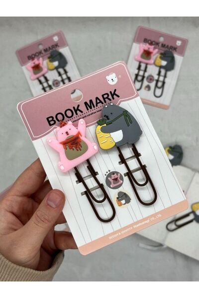 Kağıt Gemi Dükkan 2’li Ayıcık Temalı Pembe Paket Ataş Seti/ Ataç/Fotoğraf Mandalı/Kitap Ayracı/Klips