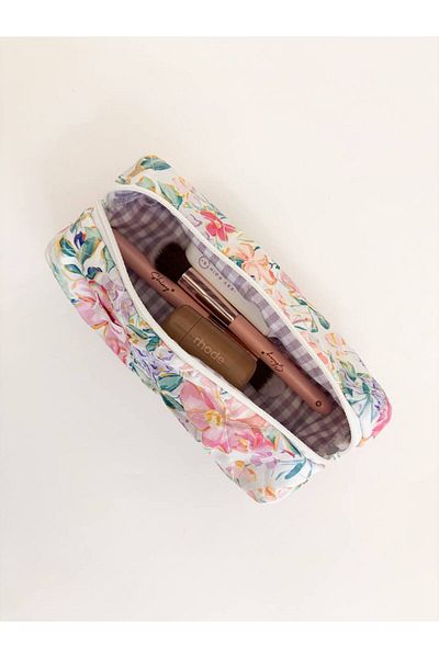 girlsybags Λιλά Ροζ Floral Μονόφθαλμη Μολυβοθήκη Πλενόμενη Σχολική Μολυβοθήκη με φερμουάρ Ροζ Μολυβοθήκη