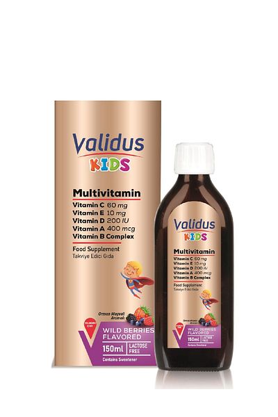 Validus 150 مل سيروب متعدد الفيتامينات - فيتامين ب12، ب3، د3، أ وحمض الفوليك