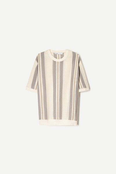 Bershka Textured Striped Short Sleeve T-shirt Ramadan