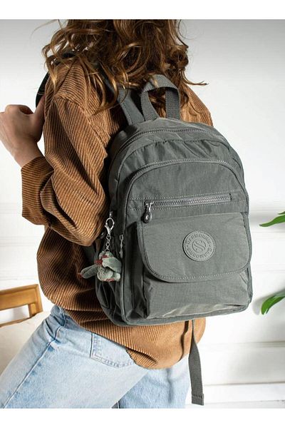 morpelikan Women's Waterproof Parachute Fabric Dark Gray Backpack with Multi-Compartment Front Pocket Adjustable Strap
