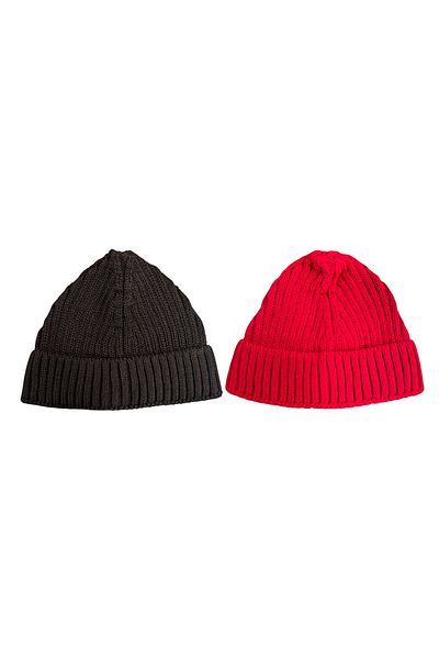 Mevo 2 Pack Unisex Knitwear Short Brown and Red Colored Skullcap Beanies