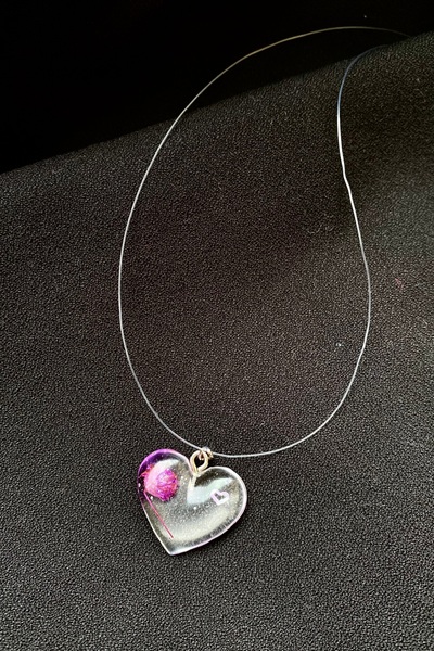 LuArte قلادة شبح القلب مع الزهور