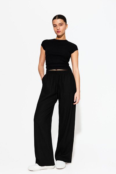 Bershka Linen Blend Trousers With An Elasticated Waistband Ramadan