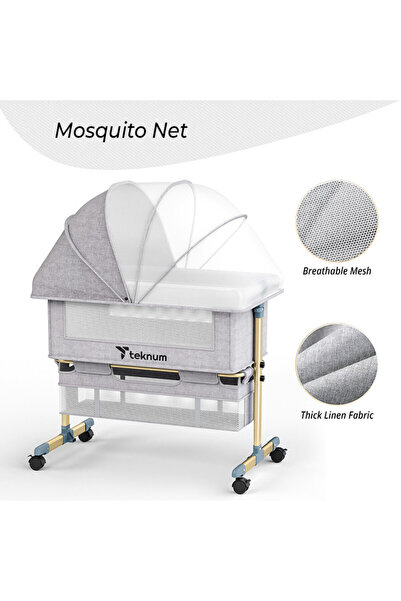 TEKNUM Sunshine Bedside Crib - Light Grey