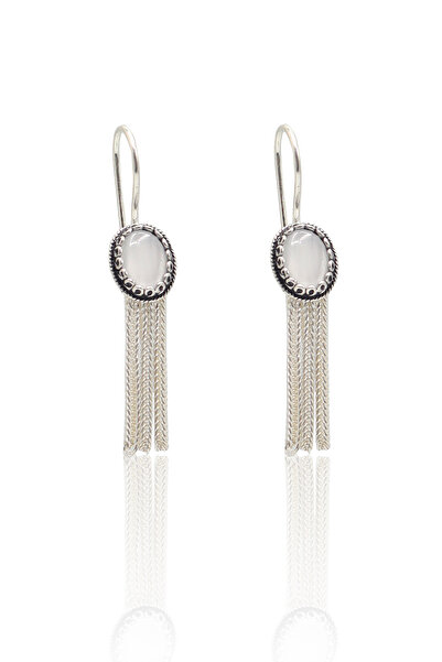 Midyat Nurtaş Gümüş Sedef Taşlı 925 Ayar Gümüş Mardin Hasırı Kadın Küpe 20102...