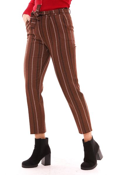 Sense Waist Belted Ankle Pants| Pnt19022 Tile Striped