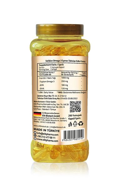 Validus Daily Omega-3 1000 Mg - 200 Softgels