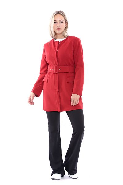 Sense Steel Knit Long Jacket| Ckt32183 Red
