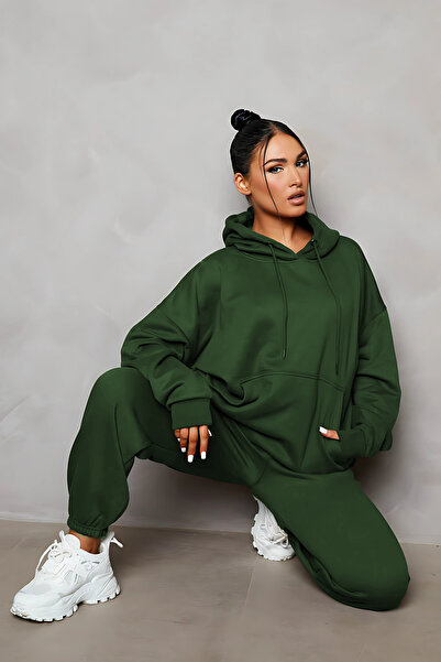 CMZ COLLECTİON طقم بدلة رياضية نسائية أساسية ذات مقاس واسع