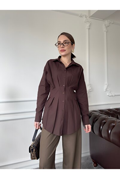 MAGARDE Plisirana premium košulja - SMEĐA