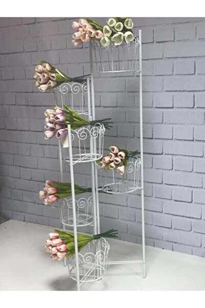 Olgun Home 6 Gözlü Metal Ferforje Saksılık Çiçeklik Dekoratif Saksı Standı