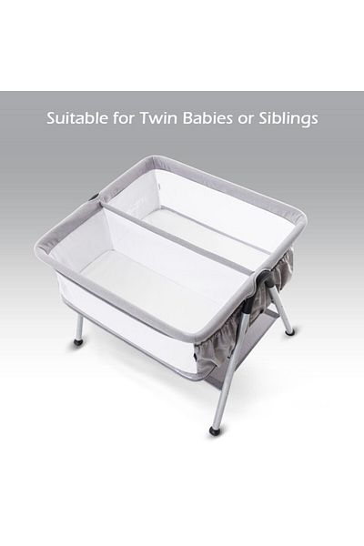 TEKNUM FELLOW 2 Twin Bedside Crib Bassinet - Grey