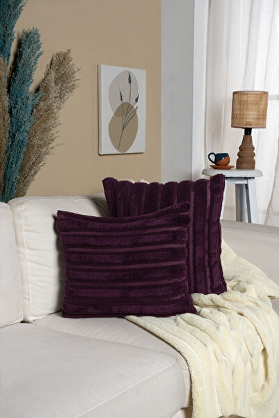 Vannes Home غطاء وسادة مزخرف بنمط مخطط مكون من قطعتين