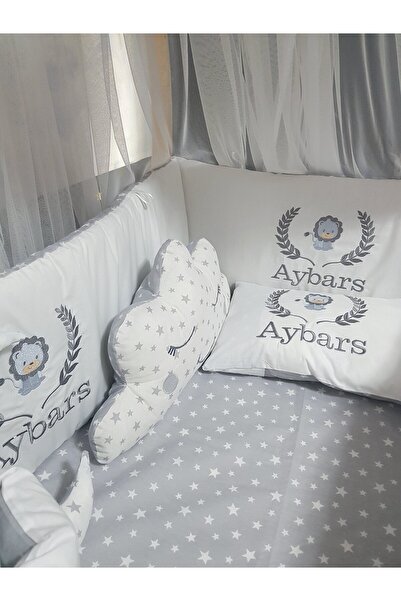 70x120 Aslan Nakışlı Bebek Uyku Seti İsimli Lüks Cibinlik ve Aparat Takımı