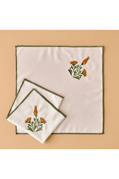 Bella Maison Tulip Pamuklu Peçete Beyaz-Yeşil (40x40 cm)