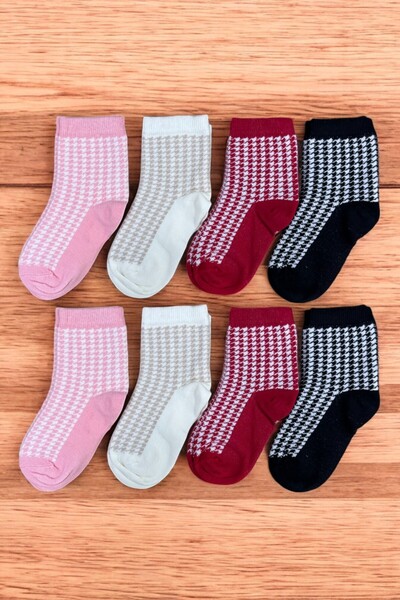 tibo 8 Çift Burun Dikişsiz Kazayağı Desenli Kız Çocuk Soket