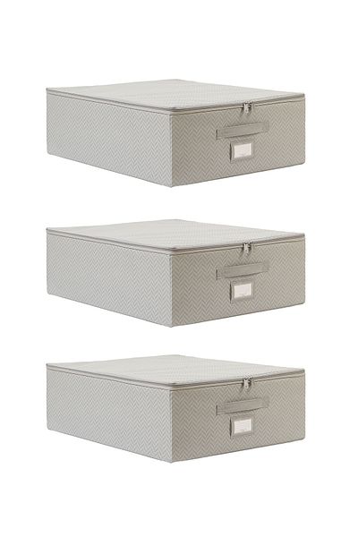 Ocean Home Textile Γκρι μεσαίου μεγέθους 3 κομμάτια ψαροκόκαλο, έξι βαλίτσες και υποστηριζόμενη τσάντα 45x55x18