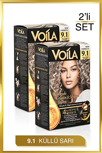 Voila Kadın 2'li Paket Keratin Kalıcı Küllü Sarı 9.1 Saç Boyası