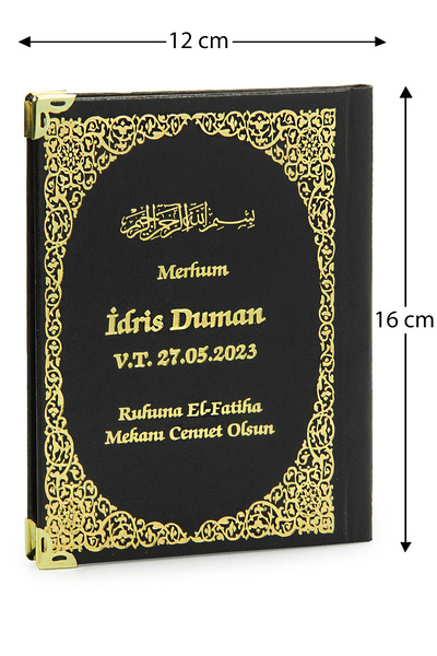50 Pieces Name Printed Vav Patterned Gilded Leather Hardcover Bag Size Yasin Book Mevlüt Gift 128 Pcs
