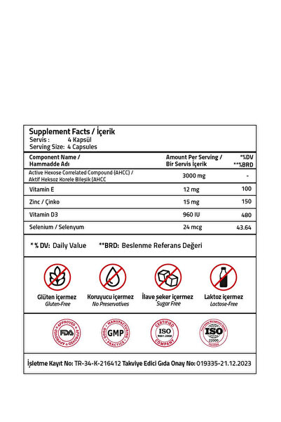 Validus AHCC Active Hexose Correlated Compound 3000 mg 120 Capsules