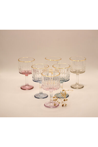 Genel Markalar 6'LI ALTI RENK LÜSTERLİ KAHVE YANI SU BARDAĞI ALTIN YALDIZLI