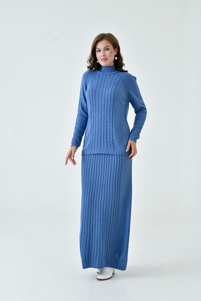 NİSUM MODA Strick Set with Scarf Skirt