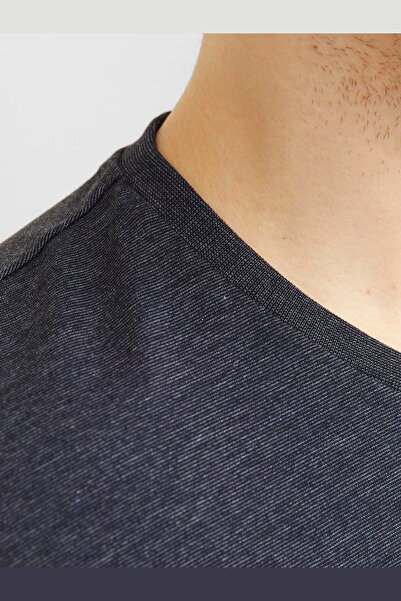 Jack & Jones Erkek Logo Baskili Bisiklet Yaka Tisört - Tex