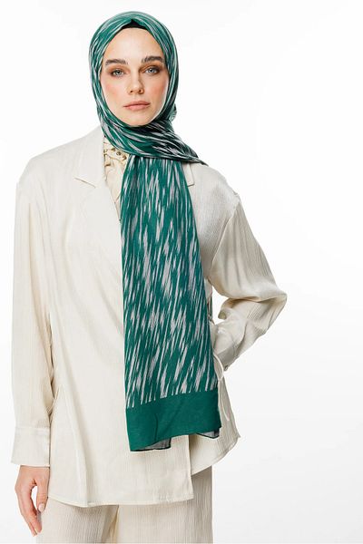 Mooncorn Σάλι διπλής όψης Selis Pattern Emerald-Pink