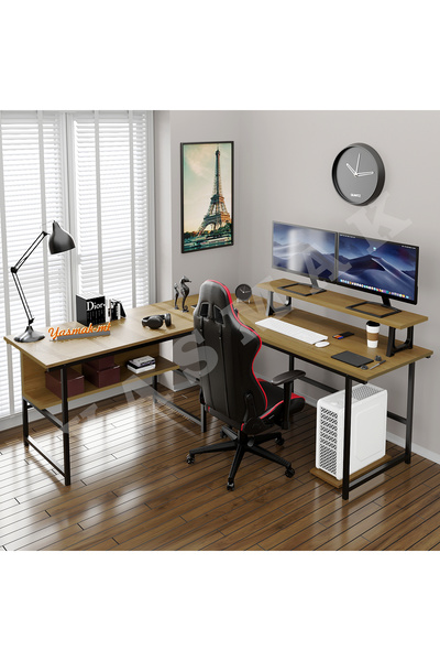 Genel Markalar L Tipi Bilgisayar ve Çalışma masası Ofis Masası (dıştan 180x18...