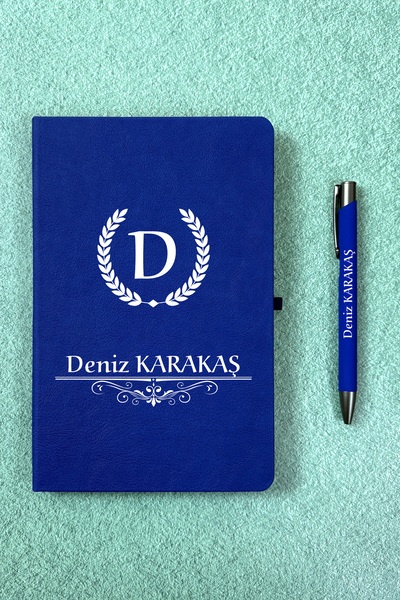 HediyeHanesi Kişiye Özel İsimli Lacivert Ajanda Not Defteri ve Kalem Seti 241...