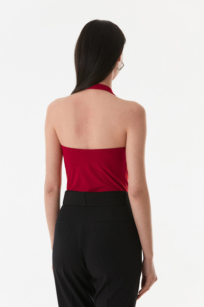 Fulla Moda Halter Neck Degaje Collar Blouse