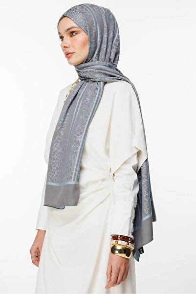 Mooncorn Lavin Pattern Double Sided Shawl Dark Gray-Light Blue