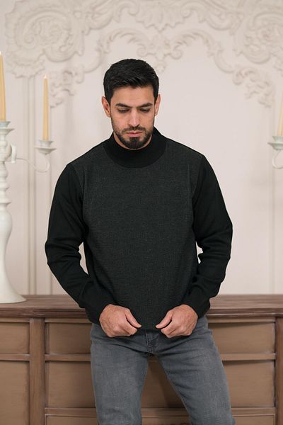 Woolen World Ανδρικό πλεκτό πουλόβερ με μοτίβο μαλλί