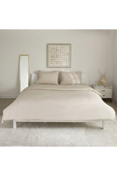 Home Box Purely-percale 3-Piece 300TC Percale Queen King Duvet Quilt Cover Set 220x220 cm