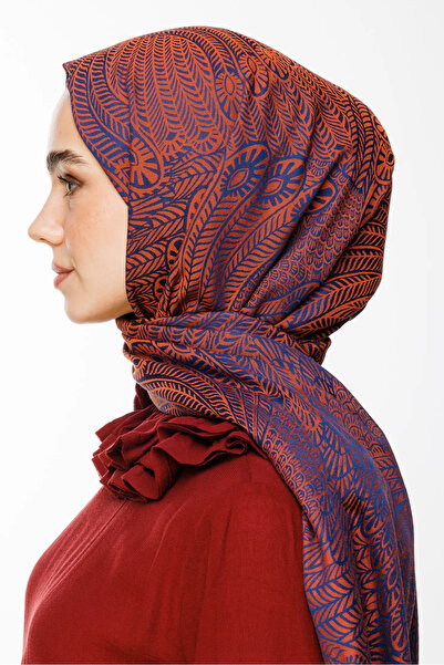 Mooncorn Navy Blue-Onion Shell Mayra Pattern Double Sided Shawl