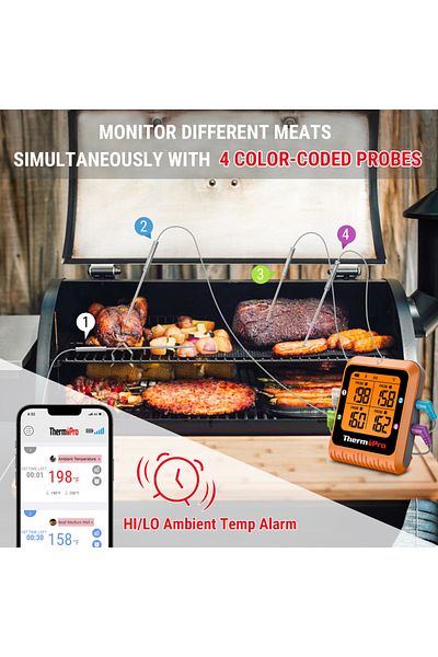 Choice Thermopro Tp930 Wireless 200m Bluetooth Rechargeable Barbecue Grill Kitchen Digital Thermometer W...