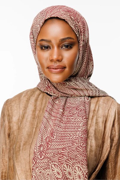 Mooncorn Plum-Salmon Mayra Pattern Double Sided Shawl