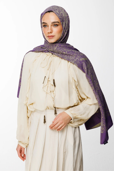 Mooncorn Σάλι διπλής όψης με σχέδιο Velora Ελικόρινο-Μωβ