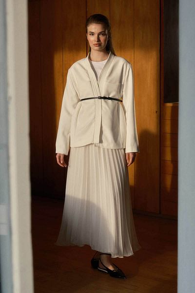 Hooopstore Κρεμ φούστα Allure Chiffon Pleat