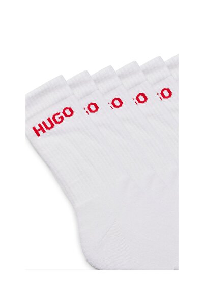 HUGO Altılı pakette logo detaylı yarım konç çorap