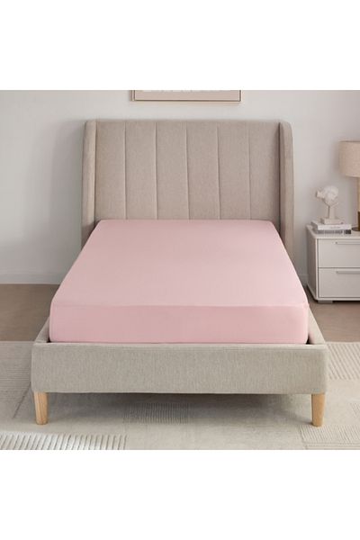 Home Box ملاءة سرير مزدوجة من القطن الأساسي مقاس 120×200+36 سم