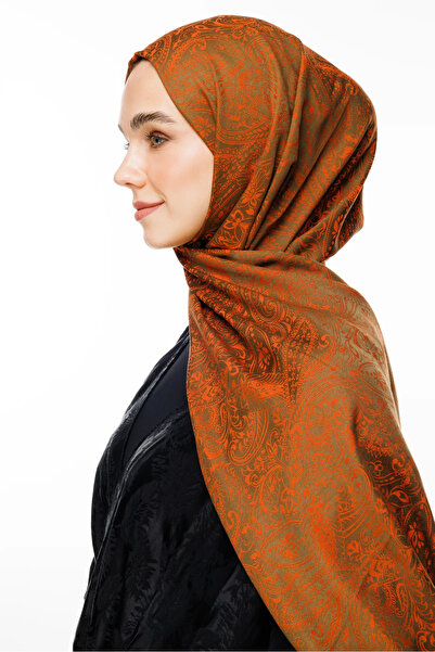 Mooncorn Velora Pattern Σάλι διπλής όψης Σκούρο Χακί-Κανέλα