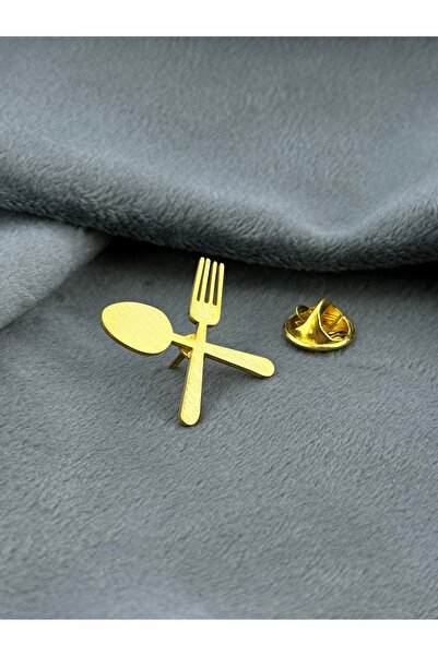 Kuyumcudan Çatal Kaşık Yaka Rozeti 925 Ayar Gümüş