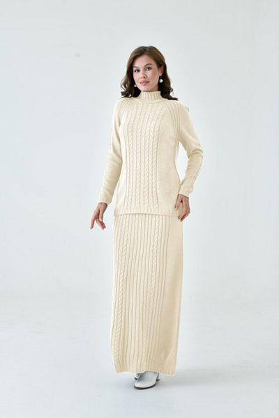 NİSUM MODA Strick Set with Scarf Skirt
