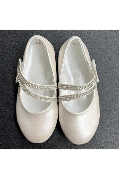 jadeer Eylül Baby Girl Two Stripe Velcro Ballerina Mother of Pearl 21-25 Ç123Sd