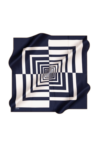 Aker Geometrik Desenli İpek Krep Saten Eşarp